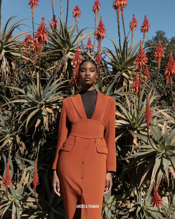 ZIA CORSET BLAZER DRESS - PUMPKIN