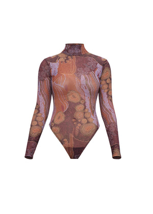 COLLO BODYSUIT - KAVA PRINT