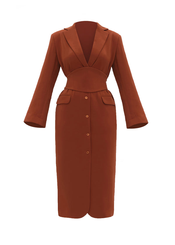 ZIA CORSET BLAZER DRESS - PUMPKIN