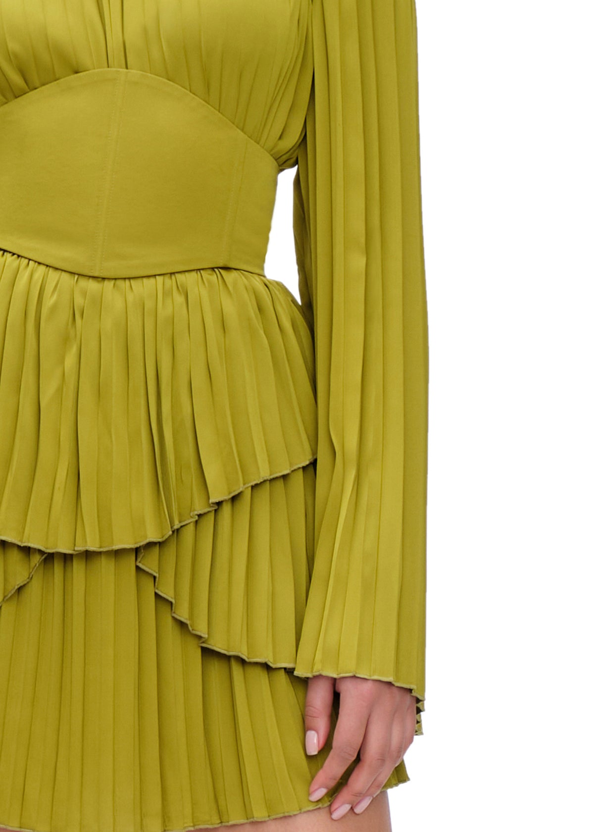 LENTI PLEATED MINI DRESS - LIME