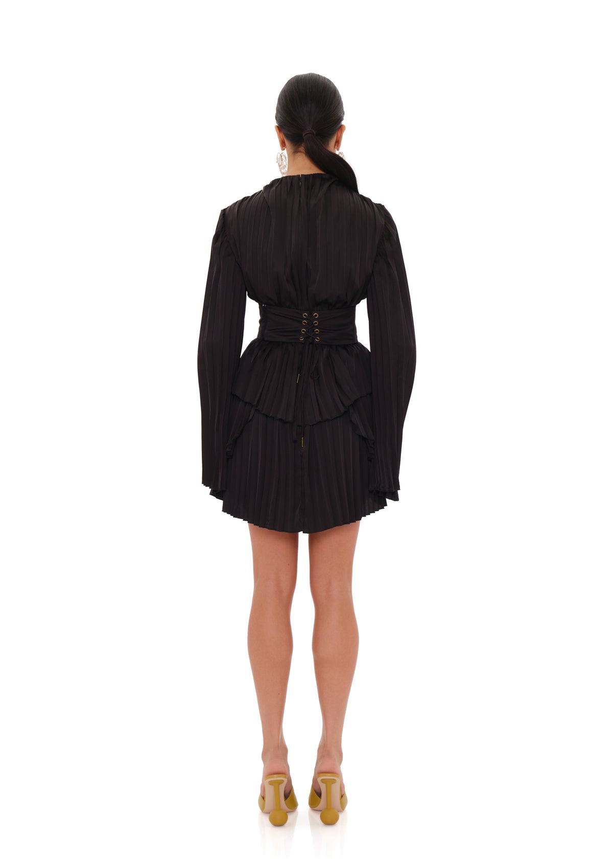 LENTI PLEATED MINI DRESS - BLACK