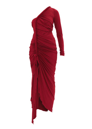 TURI MESH DRESS - BURGUNDY